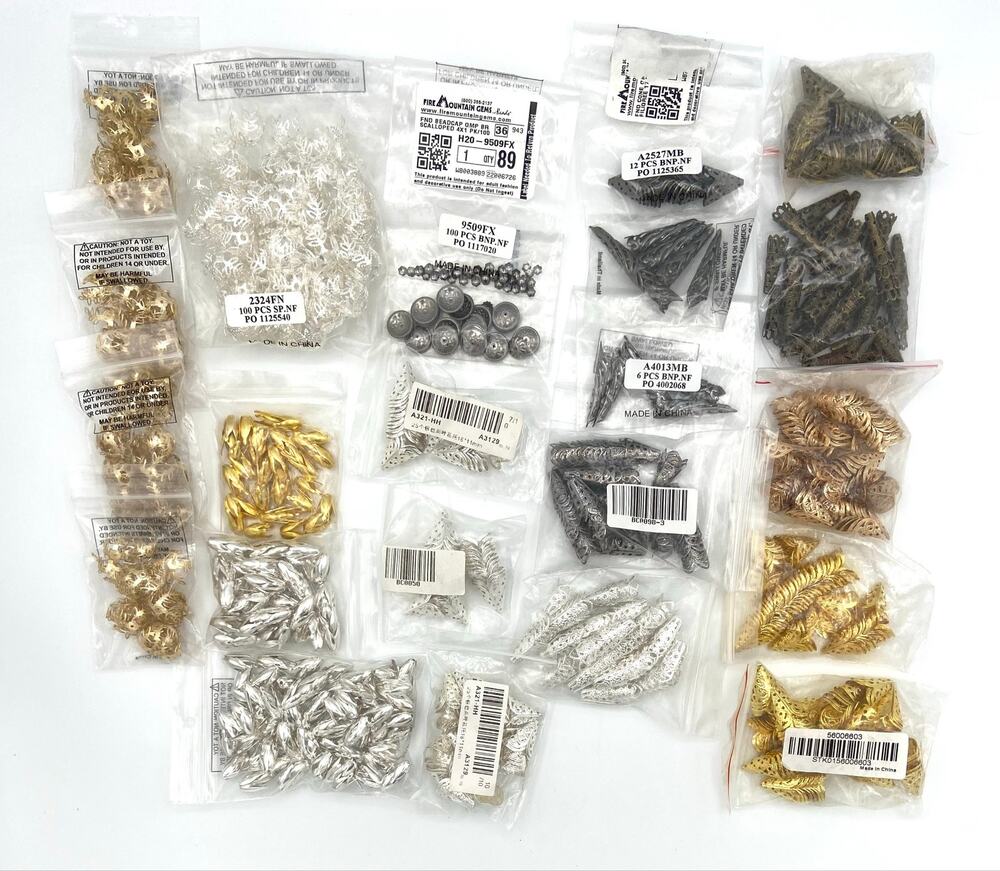 Bead Cap Bead Cone Lot Open Work Gold Tone Silver Tone Gunmetal Tone Bronze New
